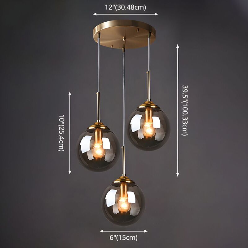 smoky grey pendant light with 3 lights