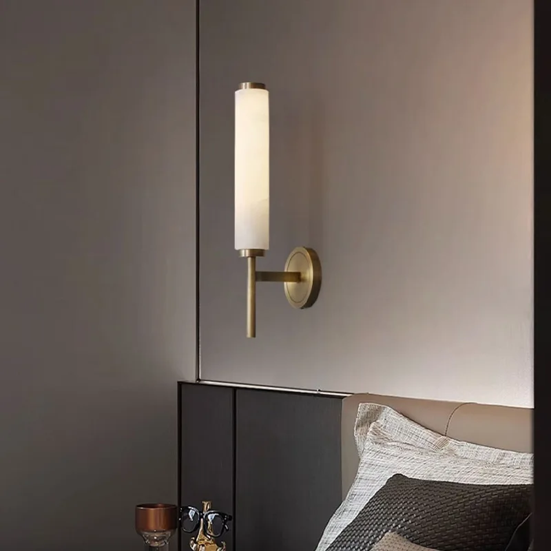 Brass Marble Tube Wall Sconces - Image 4