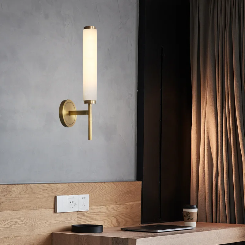 Brass Marble Tube Wall Sconces - Image 2